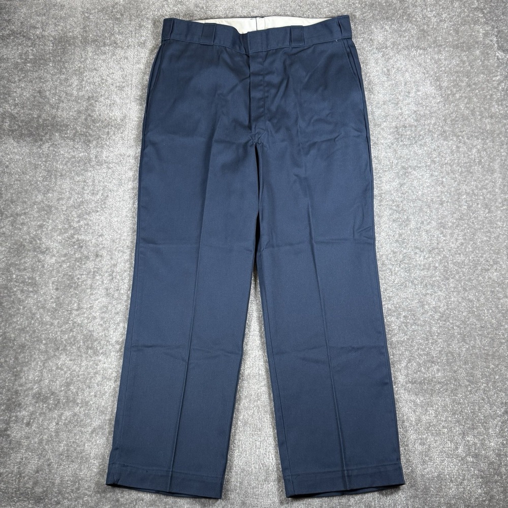 Vintage Dickies Pants Men's 38x29 Blue Straight Leg Work Talon Zipper